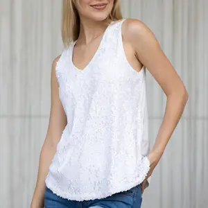 Urban Diction Scoop or V Neck Sequins Tank Top- Single Piece, Sleeveless Womenswear, Holiday, Party & Concert Must Have