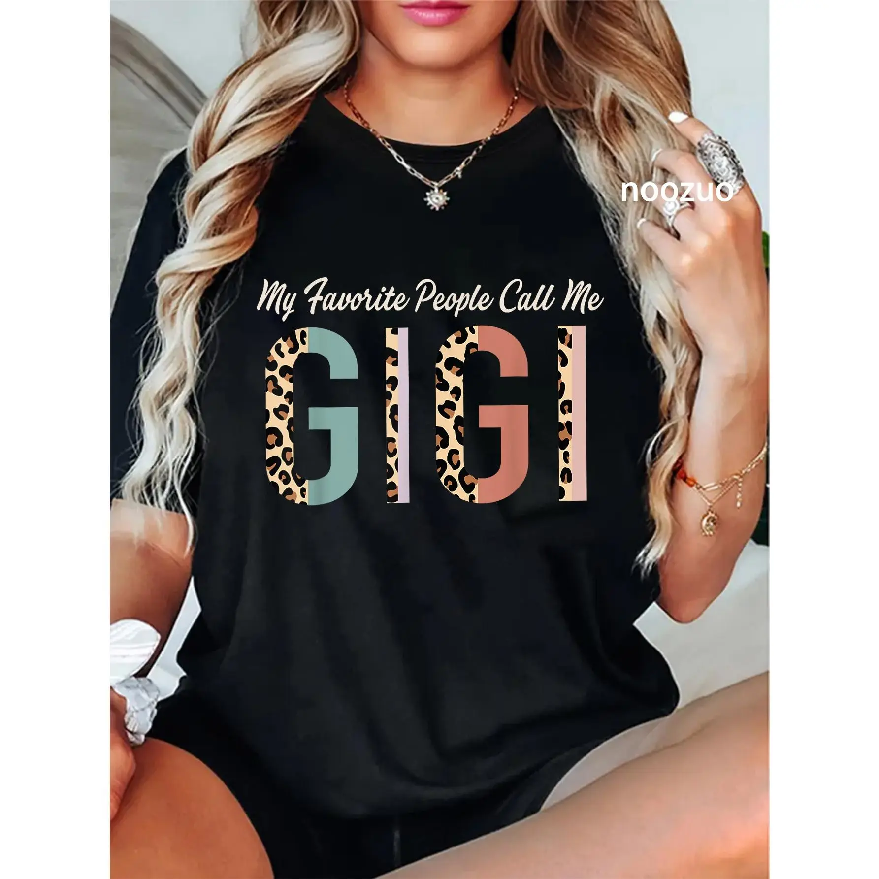 100% Cotton My Favorite People Call Me Gigi Gifts Leopard Mother's Day T-Shirt