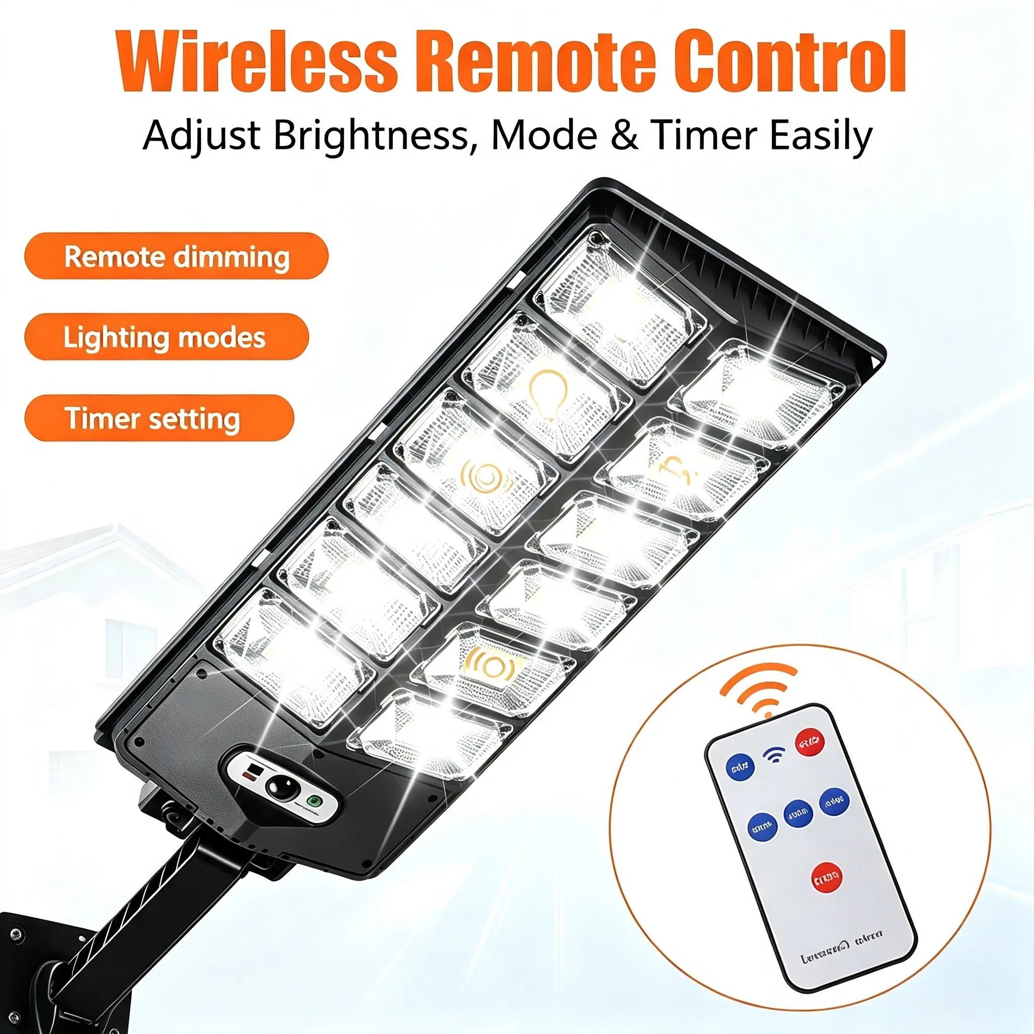 Super Bright LED Outdoor Security Light, Motion Sensor Wall Light with Remote Control, IP65 Waterproof Battery Powered Flood Light for Yard Garden Garage Pathway