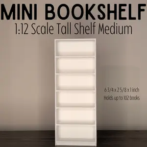 1:12 Scale Mini Bookshelves - Ikea Billy Bookshelf inspired (various sizes) for minibooks, book nooks, bookshelf decor, shelf trophies