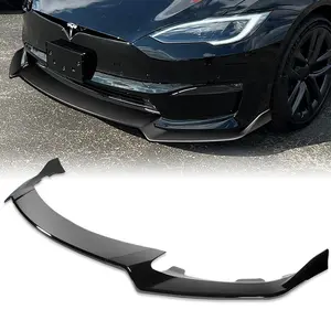 STP-Style Front Bumper Lip Body Kit Spoiler Compatible with 2021 - 2025 Tesla Model S Bumper ( Do Not Fit For Old Style Bumper )