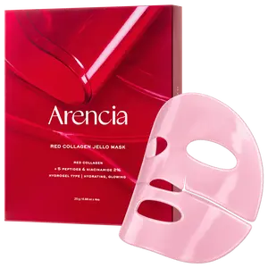 Red Collagen Jello Overnight Mask, Bouncy, Glow Skin with Red Collagen, Peptides, Niacinamide, 0.88oz x 4ea