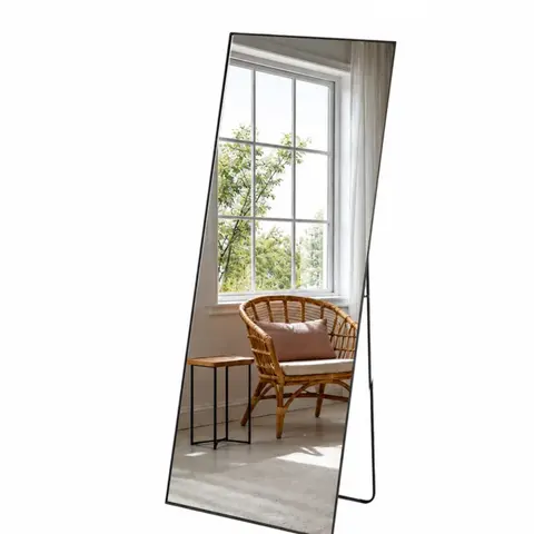Wall Full Length Mirror Black/19x58", Standing Mirror Full Body with Aluminium Frame, Cloakroom Modern Simple Home Decor, Can Be Hanging, Leaning or Wall