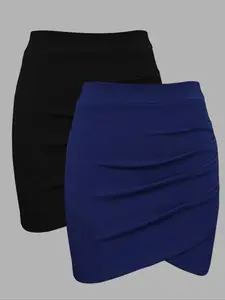 Women's Solid Color Wrap Skirt, Elegant Fashion Casual Skirt for Daily Outdoor Wear, Ladies Bottoms for All Seasons, Asymmetrical Hem Skirt