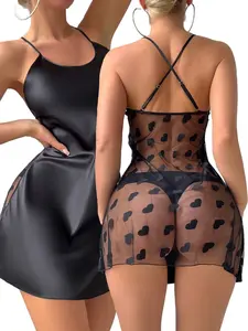 Women's Sexy Round Neck Mesh Tank Sleeveless Sleepwear, Night Wear, Stylish Nightwear, Fitted Loungewear, Elegant Design, Casual, Available Now, Womenswear, Elegance