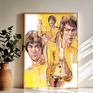 Bruce Lee Iconic Moments Wall Art Vintage Black and White Art Posters Funky Aesthetic Canvas Prints Retro Bar Cart Decor for Bar Bedroom