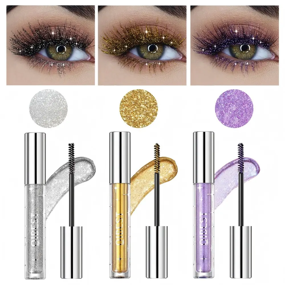 Shimmering Colorful Voluminous Mascara, Waterproof, Smudge-Proof, Volumizing & Curling, Fine Glitter, Stage Makeup, Cosmetics