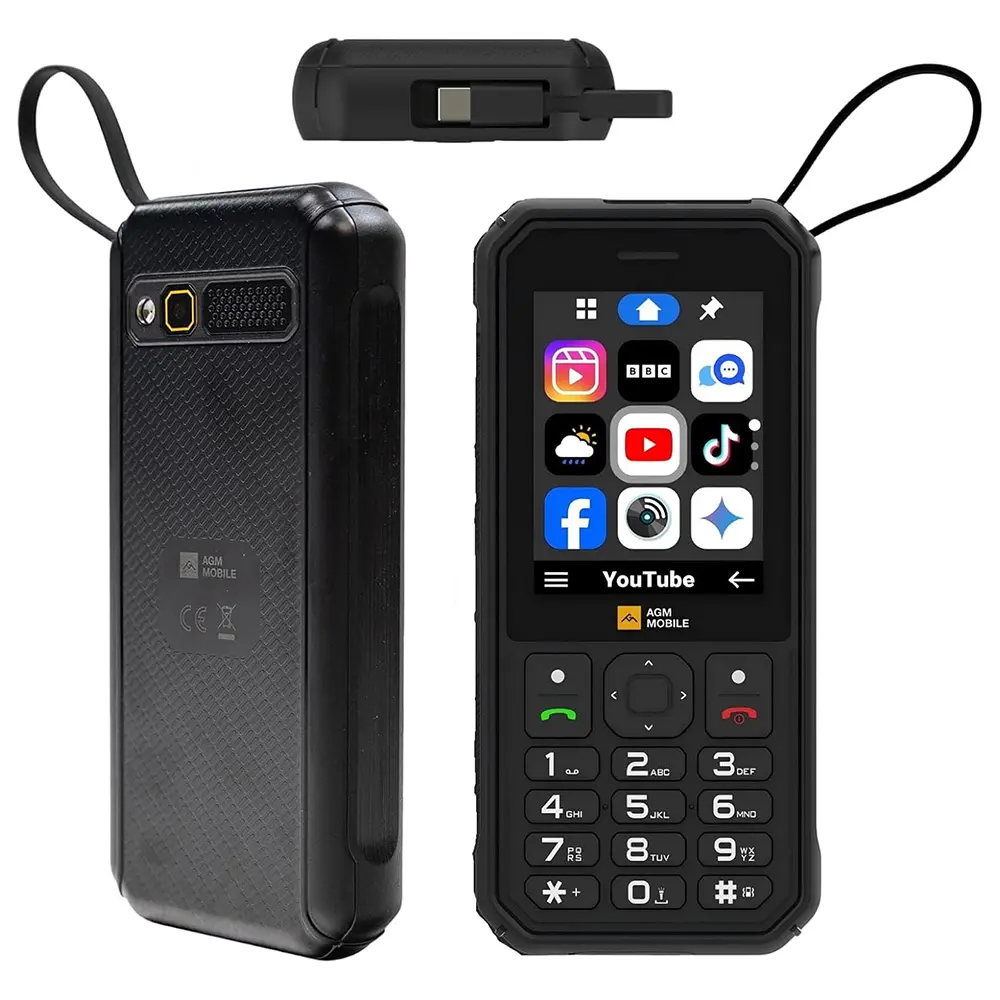 AGM M11 Rugged Feature Phone with Mobile Hotspot, 4G Mobile Phones, Cloud App Support, IP68 & IP69K Waterproof & Drop-Proof, Large Buttons, 4000mAh Battery & Power Bank Function, Wired Reverse Charging, Dual SIM, for T-Mobile ONLY