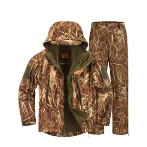 Hunting Clothes Men, Quiet Camo Hunting Jacket And Pants, Water Resistant Hunting Suit Deer Duck Bow Hunting