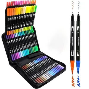 72 Color Dual Tip Marker Pen Set with Storage Bag, Waterproof Brush Marker Pen, Multipurpose Art Marker Pen Set for School & Office