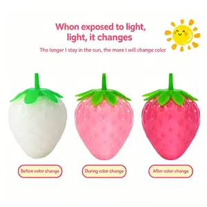Kawaii Strawberry Squishy Sunlight Color Changing Slow Rising Fidget Toy Viral TikTok Trend ASMR Squeeze Stress Relief Sensory Toy