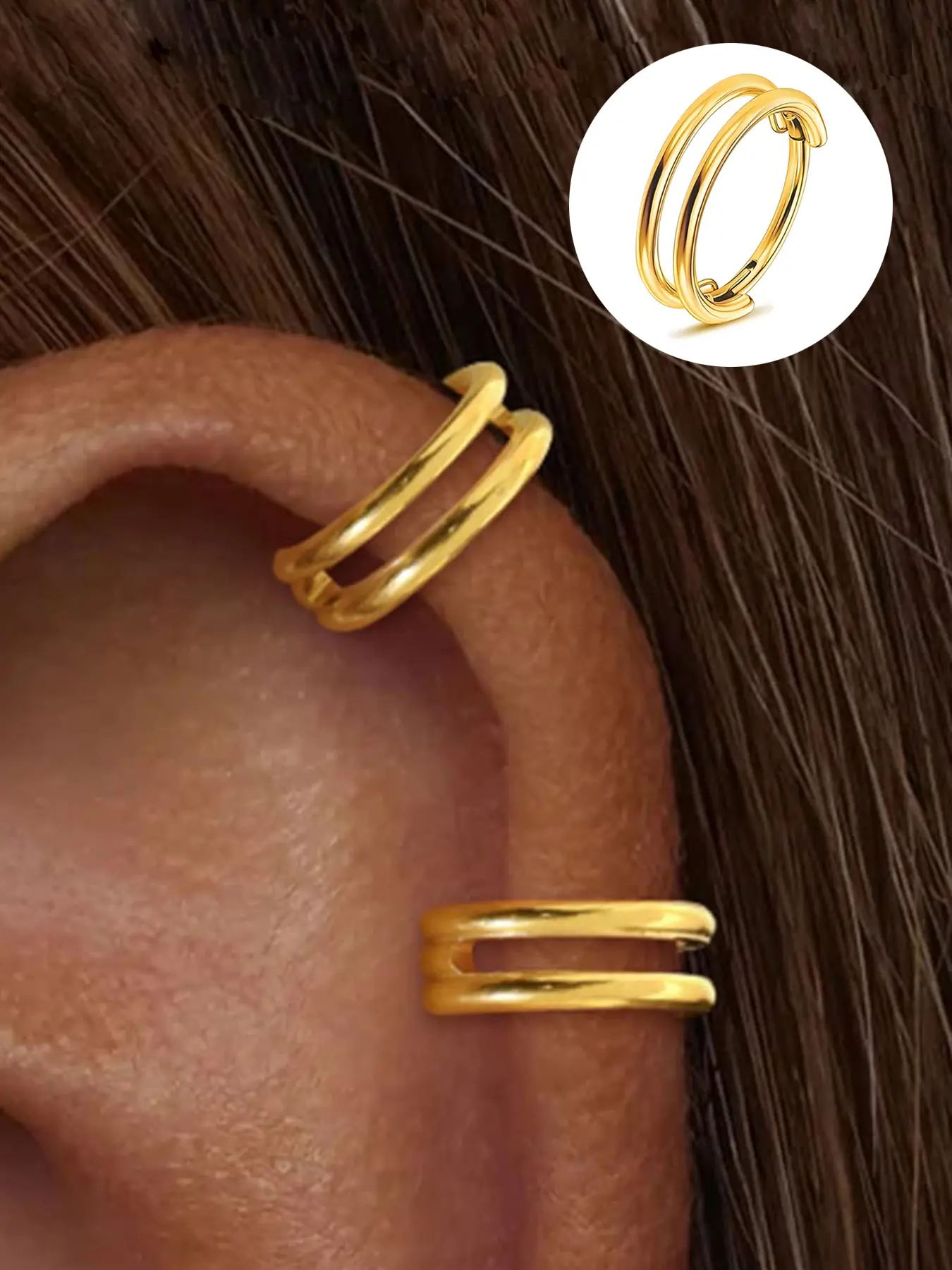 2Pcs Small Cartilage Double-Hoop Helix Conch Piercing Earrings Trendy Hinged Closure Nose Lip Piercing Jewelry Stainless Steel 16Gauge 8mm Body Jewelry