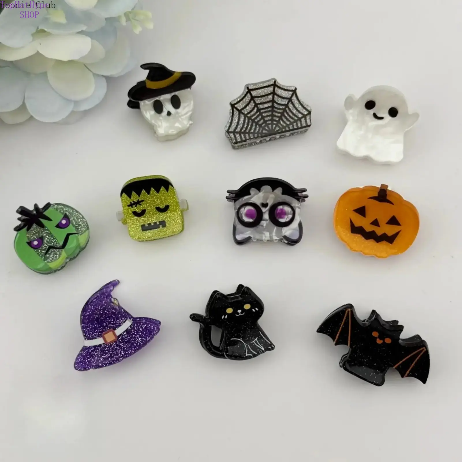 10PCS Halloween Mini Hair Claw Clips for Women & Girls, Cute Spooky Hair Accessories, Lightweight Non-Slip Hair Clips for Daily Wear, Parties & School