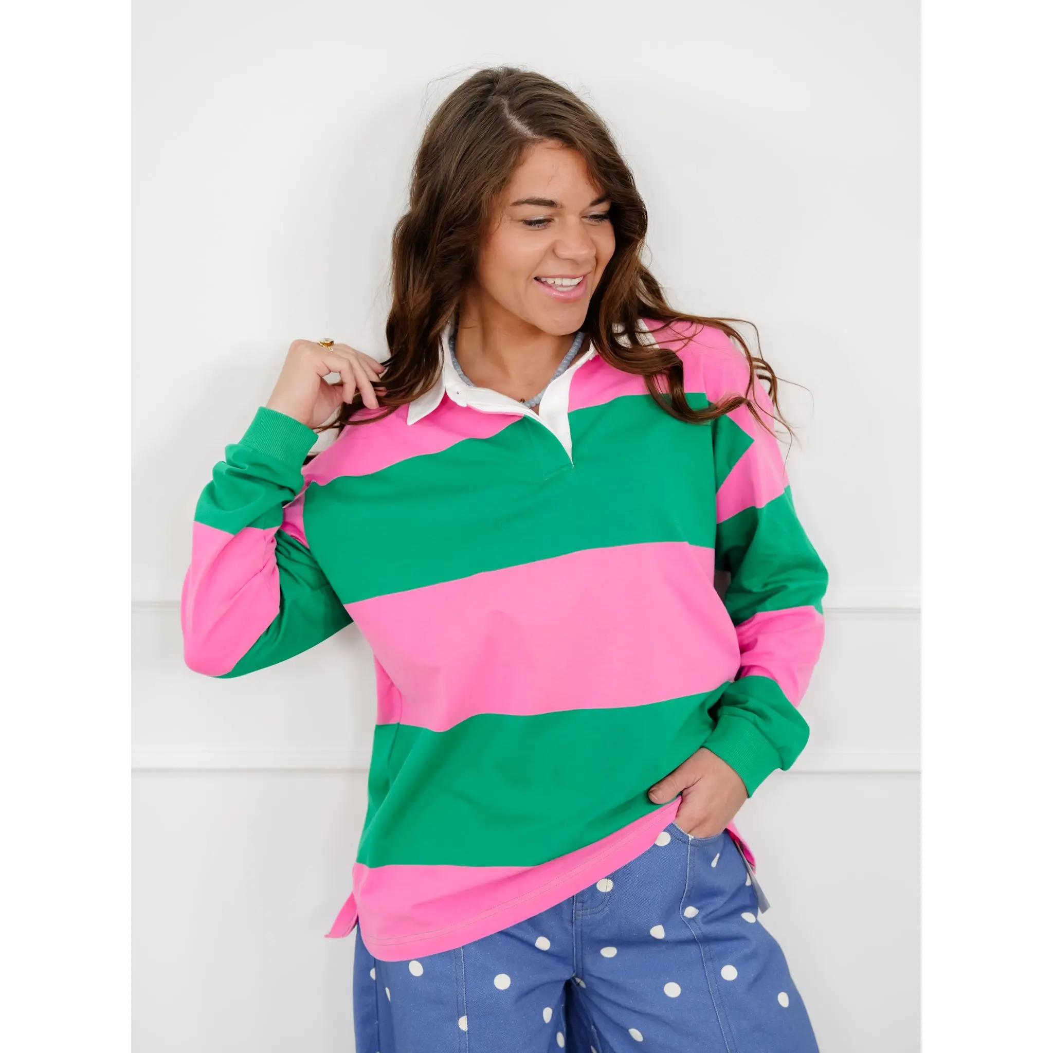 Plus/Reg Stripe Color Block Long Sleeve Rugby Shirt Plus/Reg Stripe Color Block Long Sleeve Rugby Shirt