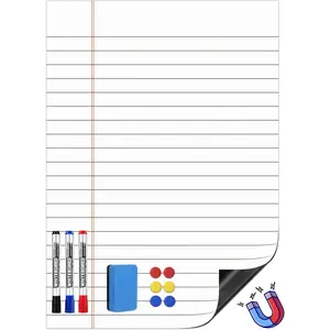 Magnetic Notebook Paper for Classroom: 17"x24" Dry Erase Handwriting Lined Poster for Whiteboard - Write and Wipe Giant Writing Lines White Board Accessories with Markers, Magnets, Eraser