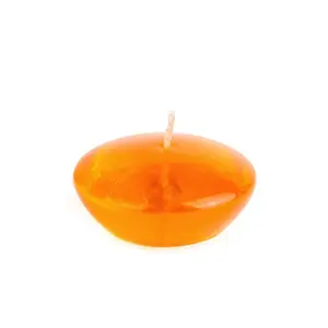 212 MAIN Round Unscented Lavender Clear Gel Floating Disc Candles, 3 in., Orange - 6 Pieces per Box, Decor, Room Decor