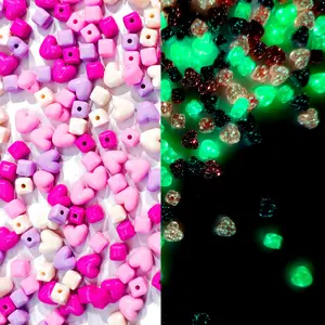 L1355]Macaron Heart Glow DIY Beads DIY Charms Set