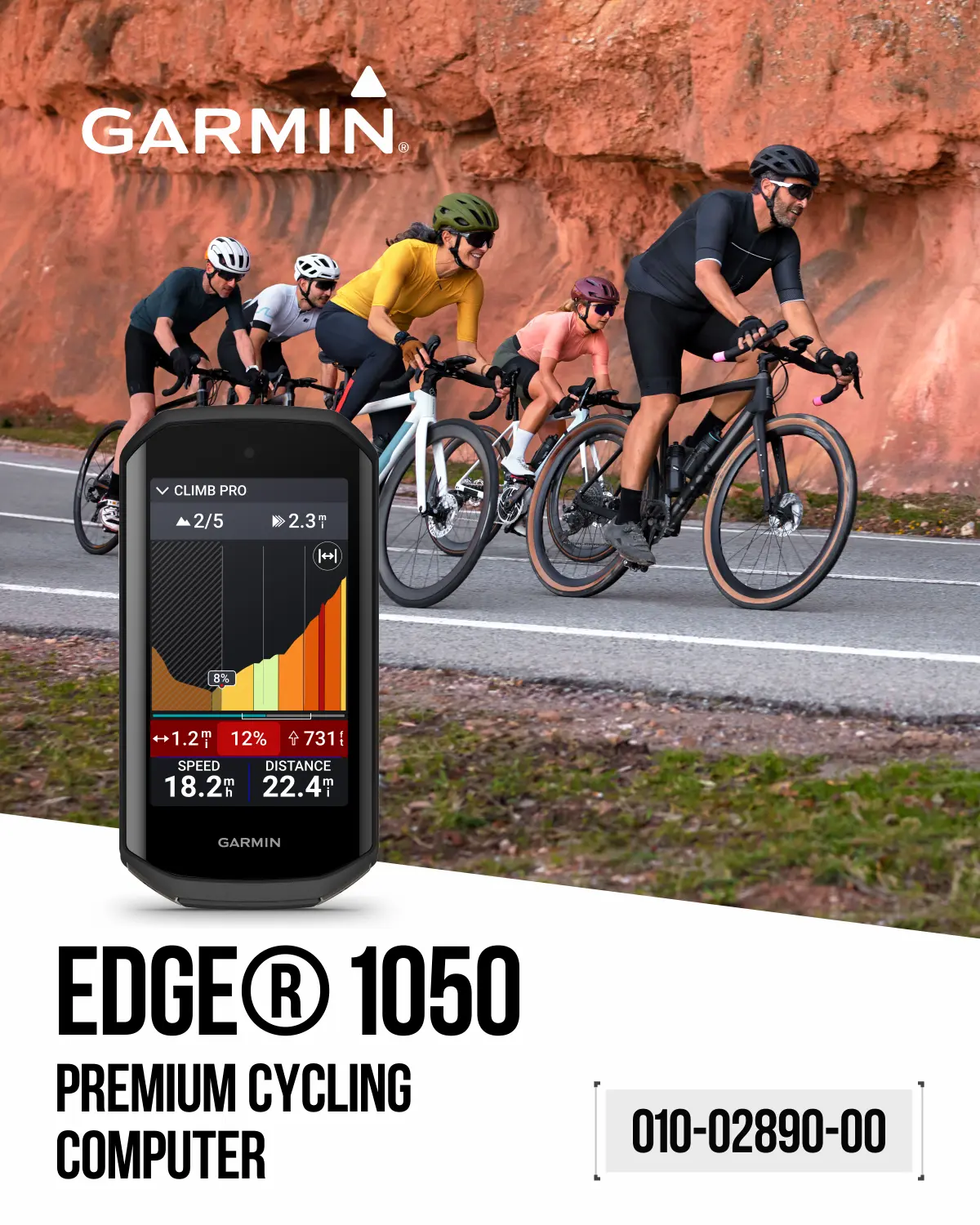 Garmin Edge 1050 Premium GPS Bike Computer - Rechargeable Smart Wearable Monitor with Vivid Color Touchscreen Display, Built-in Speaker, Advanced Training (Wearable4U)