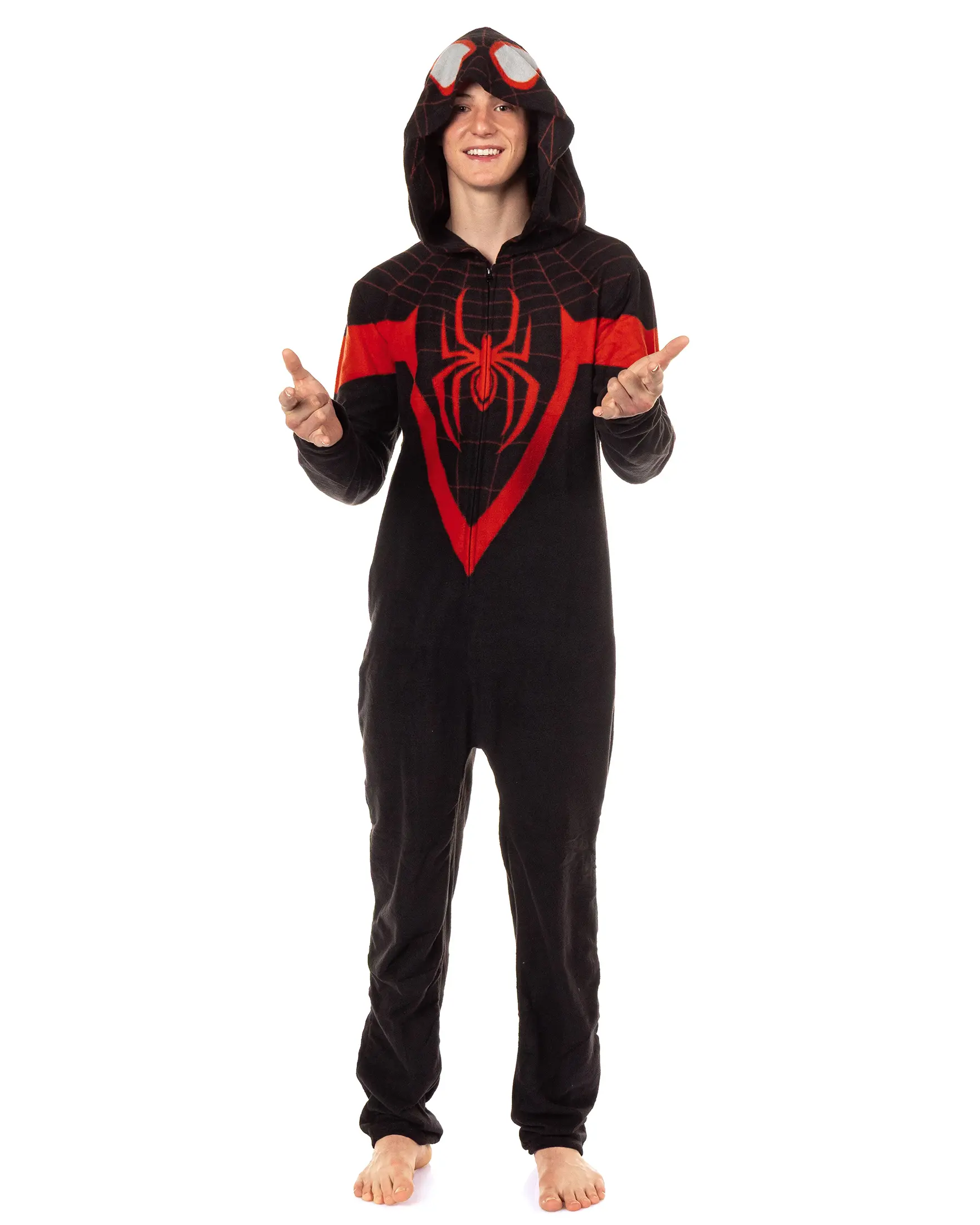 Marvel Spider-Man Union Suit Men's Miles Morales One Piece Lounge Pajamas