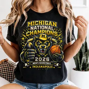 Michigan National Champions 2026 Shirt, Wolverines Basketball Tee Indianapolis NCAA Champs Graphic, College Hoops Fan Gift Unisex T-Shirt