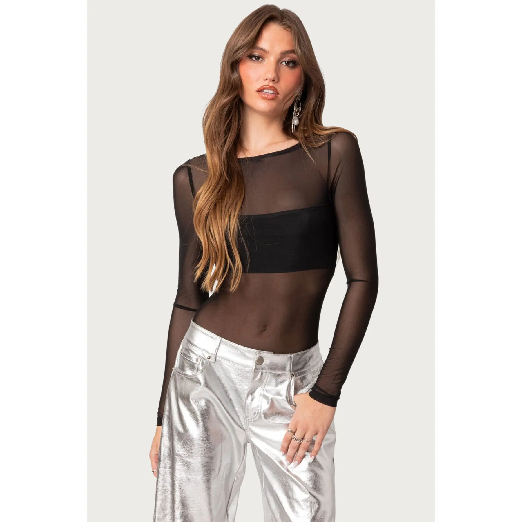 Sheer Mesh Bandeau Bodysuit