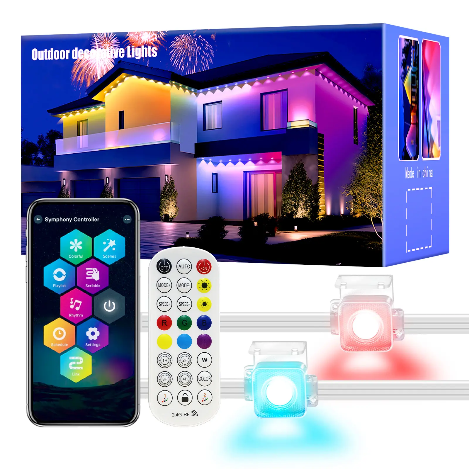 DAYBETTER RGB eaves light Colorful lighting for house edge IP67 waterproof, APP control Ideal for holiday decor (Heen, Christmas, etc.) Perfect for American homes