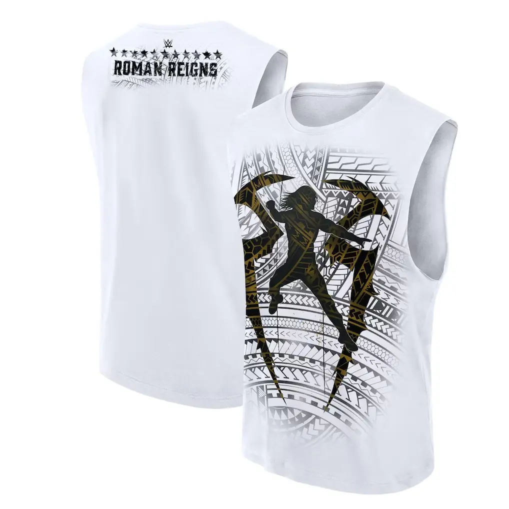 WWE Roman Reigns Tribal Chief 3D Tank Top White Samoan Tribal Tattoo Silhouette Print Unisex Streetwear Casual Sport Fan Gift Men Women All Season