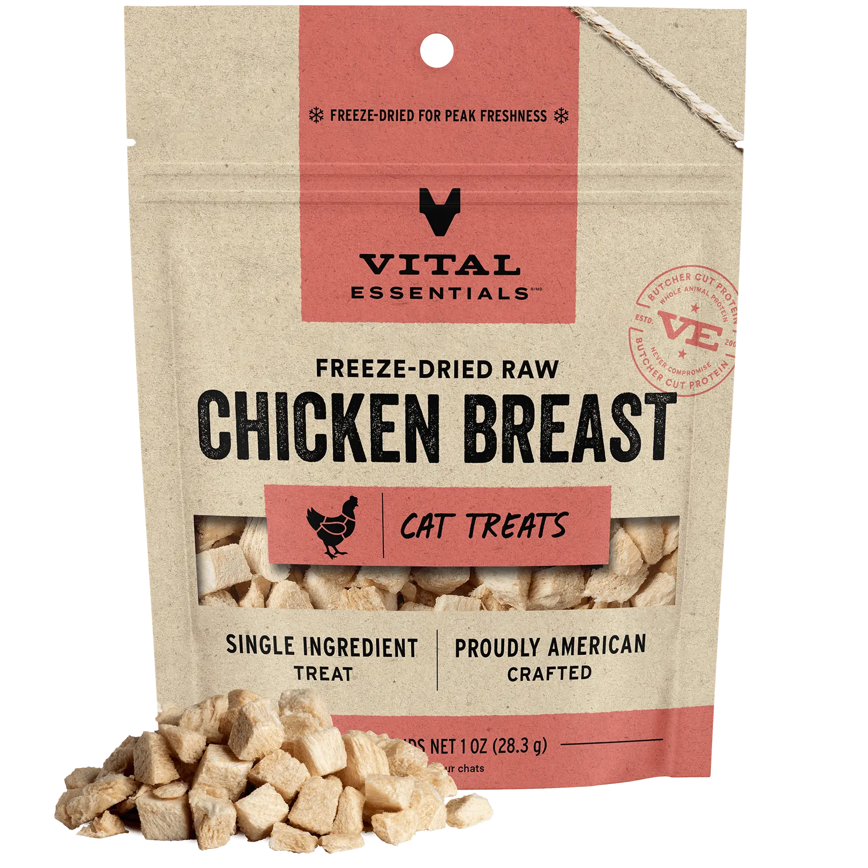 Vital Essentials Freeze-Dried Raw Single Ingredient Chicken Breast Cat Treats, 1-oz bag