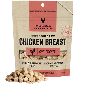 Vital Essentials Freeze-Dried Raw Single Ingredient Chicken Breast Cat Treats, 1-oz bag