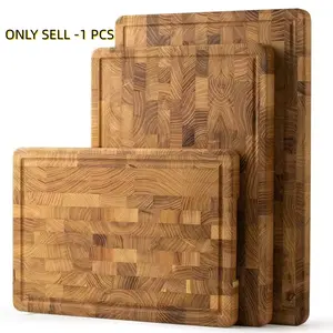 Premium Teak Cutting Board, Cooking Cutting Board, Wooden Cutting Board Thick Dual-Sided Durable Kitchen Chopping Block with Handle, Ideal for Fruits Vegetables Meat Bread