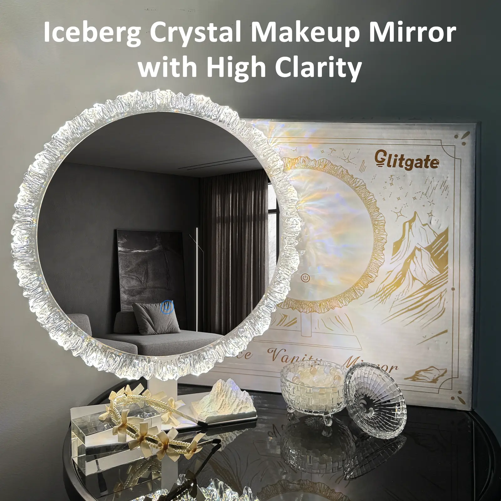 GALENTAL LED Vanity Mirror with Light, Round Bathroom Mirror With Touch Screen Control, LED Desktop Makeup Mirror, Circle Bathroom Mirrors For Over Sink,  Adjustable Brightness, 3 CCT, Round Mirrors For Decor, Bedroom, Dealsforyoudays