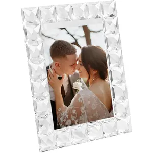 Luxury  Picture Photo Frame,Grid  Craft, Wedding Frame of Keepsake Photo Frames, Tabletop Display Decor Frame, Clear with  Box (5" x 7")
