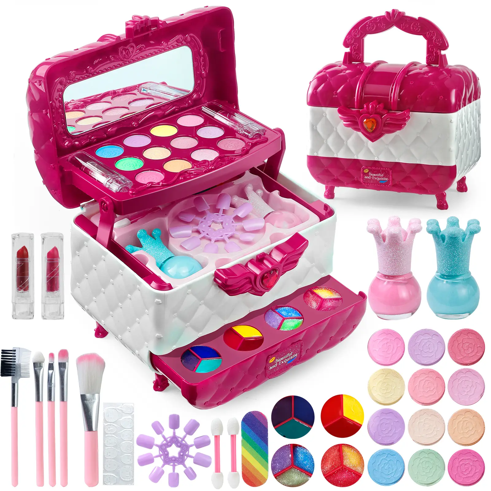 Kids Washable Makeup Toys for Girls Makeup Kit for Kids Make up Set Real Makeup for Little Girls Toddlers Princess Christmas Birthday Gifts Play