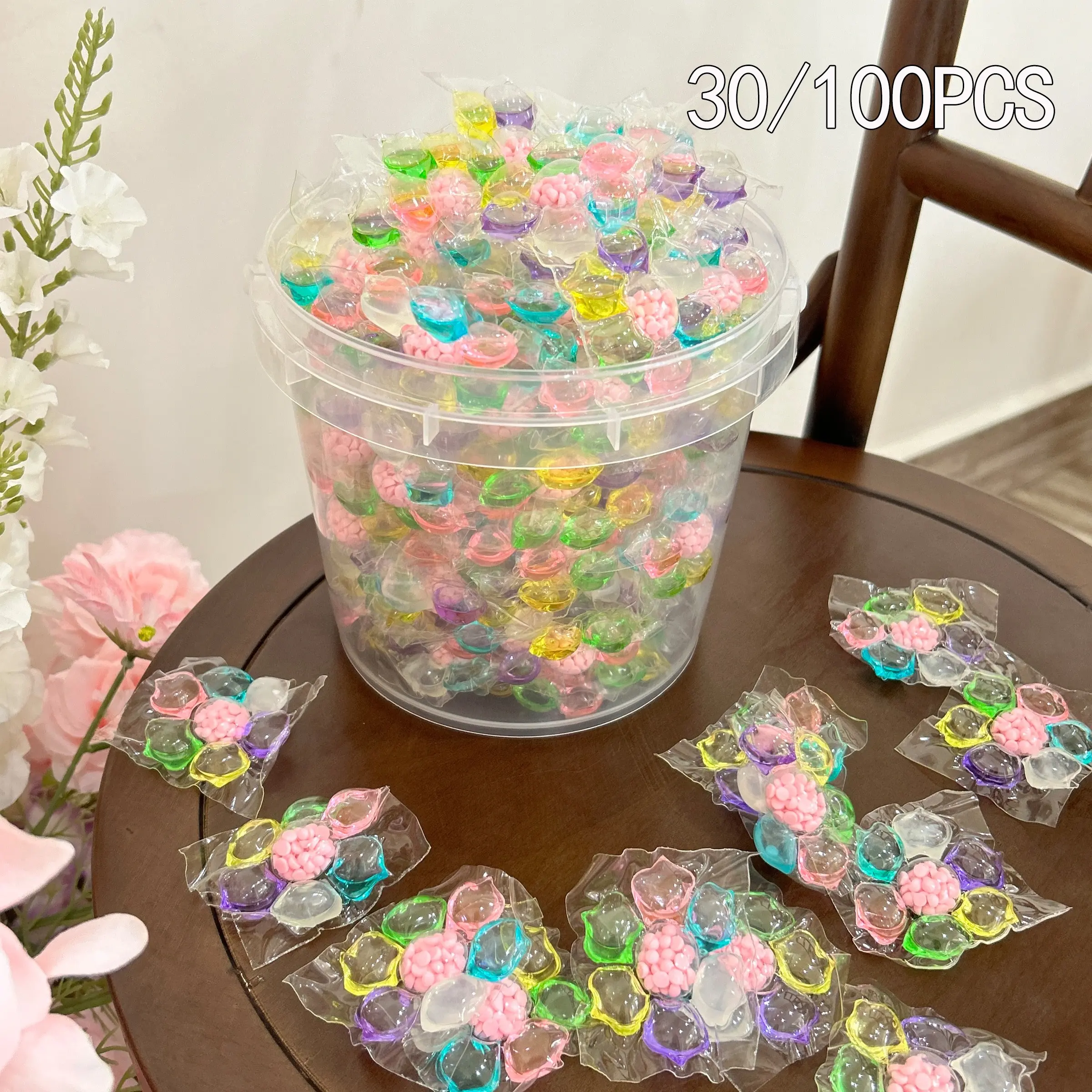 7-in-1 Laundry Pods, 30pcs/100pcs, Long-lasting Fragrance Laundry Balls, Laundry Beads, Deep Cleaning, Stain Removal, Antibacterial, Softening, Color Protection, and Fabric Care for Home/Dorm/Laundromat, Laundry Products