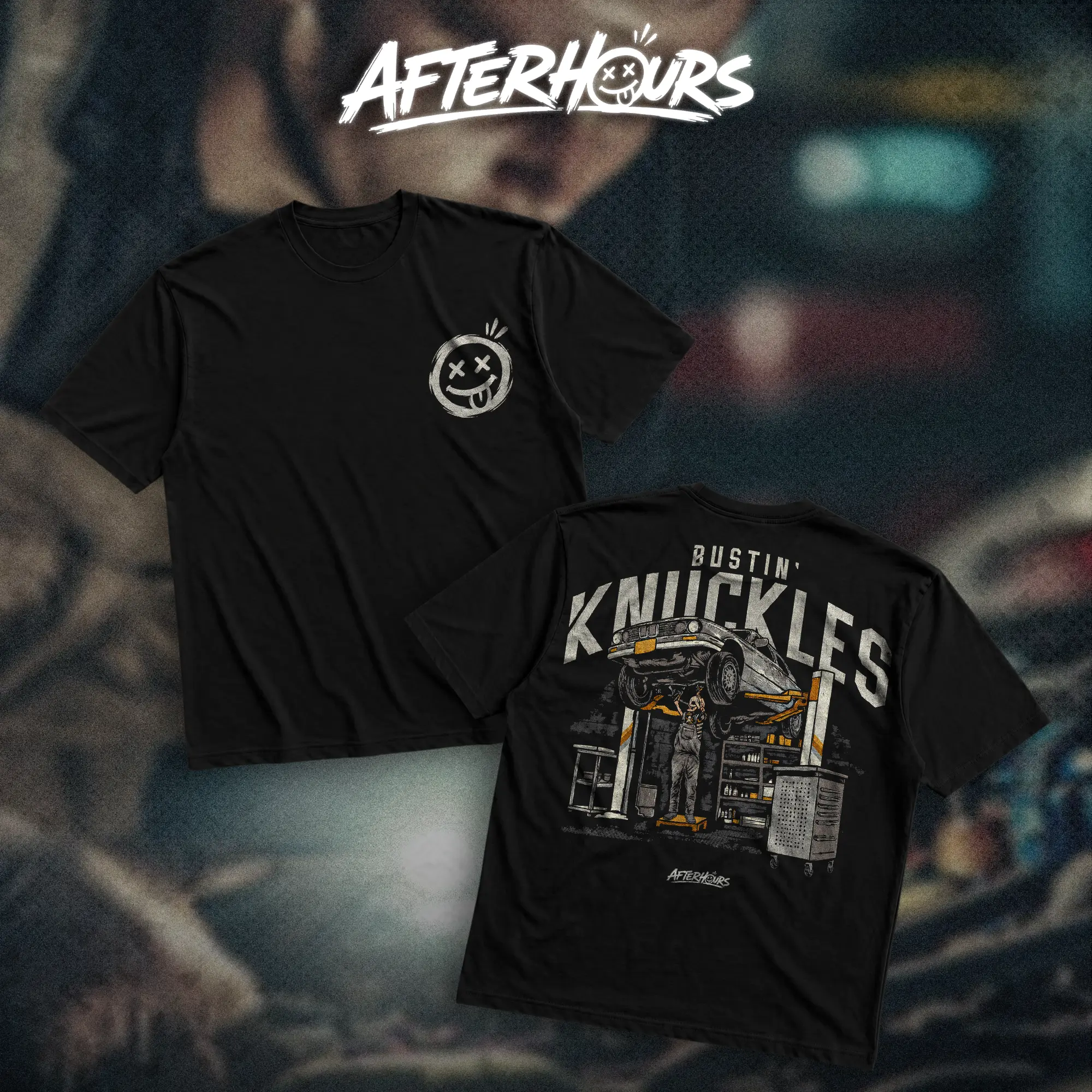 AFTERHOURS Bustin' Knuckles Heavy Cotton T-Shirt Direct-To-Garment Breathable Printing High Visibility Sarcastic Tee For Workers, Gift For Husband , Safety Workwear For Man