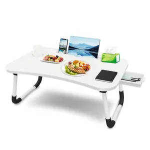 Foldable Laptop Bed Desk Table Tray Stand with Cup Holder Drawer for Bed Sofa Couch Study Reading Writing on Low Sitting Floor Large Portable Lap Trays Eating and Laptops Modern Storage Design