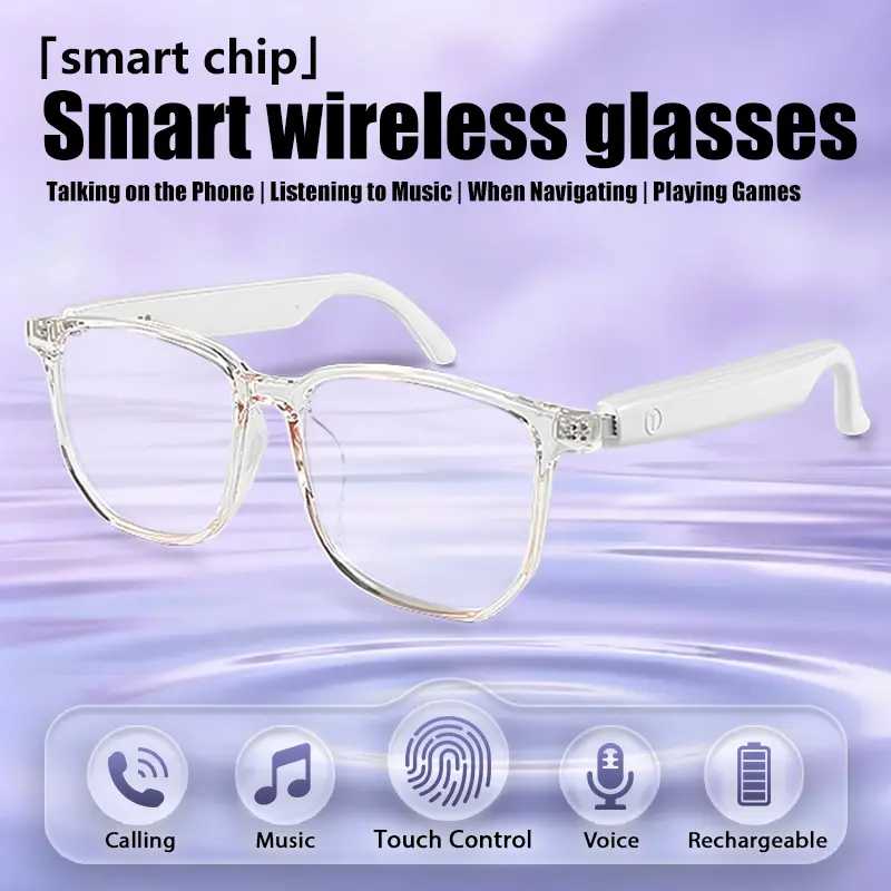 Koipsse Smart Glasses Wireless Bluetooth Smart Glasses High Appearance Dual Speakers Gift For Boys And Girls Sunglasses Headphone Glasses Fashionable Sunglasses Audio Sports Smart Glasses Blue Light Blocking Lenses UV Protection