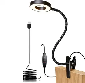 Clip On Light USB Flexible Reading Lamp With Aluminum Cooling Head 30 Lighting Modes 48 LEDs Clamp Desk Lamp For Bed Headboard Dorm Home Office Crafting Nursing Artwork
