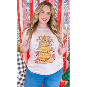 Tees2urdoor Women's Fitted Cotton Basic Short-Sleeve Crew Neck Christmas Pencil Teacher Graphic T-Shirt - Casual School Top, Colorful Streetwear