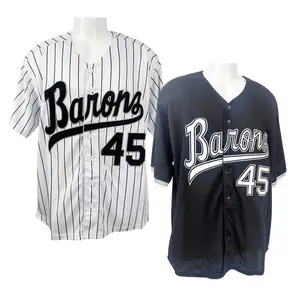 2025 baseball jersey Barons #45 Jordan big size Hip hop rapT-shirt Sewing embroidery Sweat absorption and quickdrying Hip hop rap men daily baseball uniform Casual shortsleeves White Black Cheap High Quality Accept mixedwholesale
