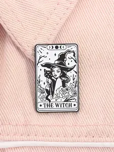 The Witch Tarot Cards Enamel Pin Gothic Mystic Witchy Vibes Black Cat Metal Brooches Lapel Backpack Badge Jewelry Accessories Gifts for Friends
