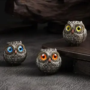 Owl Desktop Home Decor Ornament Decorative Figurines Blue Eye Eyes Creative Craft Decor Small Tea Pet Cartoon Gift Christmas Present Home Decor Accessory