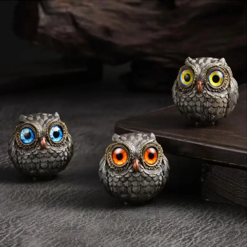 Owl Desktop Home Decor Ornament Indoor Home Decoration Decorative Figurines Blue Eye Eyes Creative Craft Decor Small Tea Pet Cartoon Gift Christmas Present Home Decor Accessory Decorative Piece