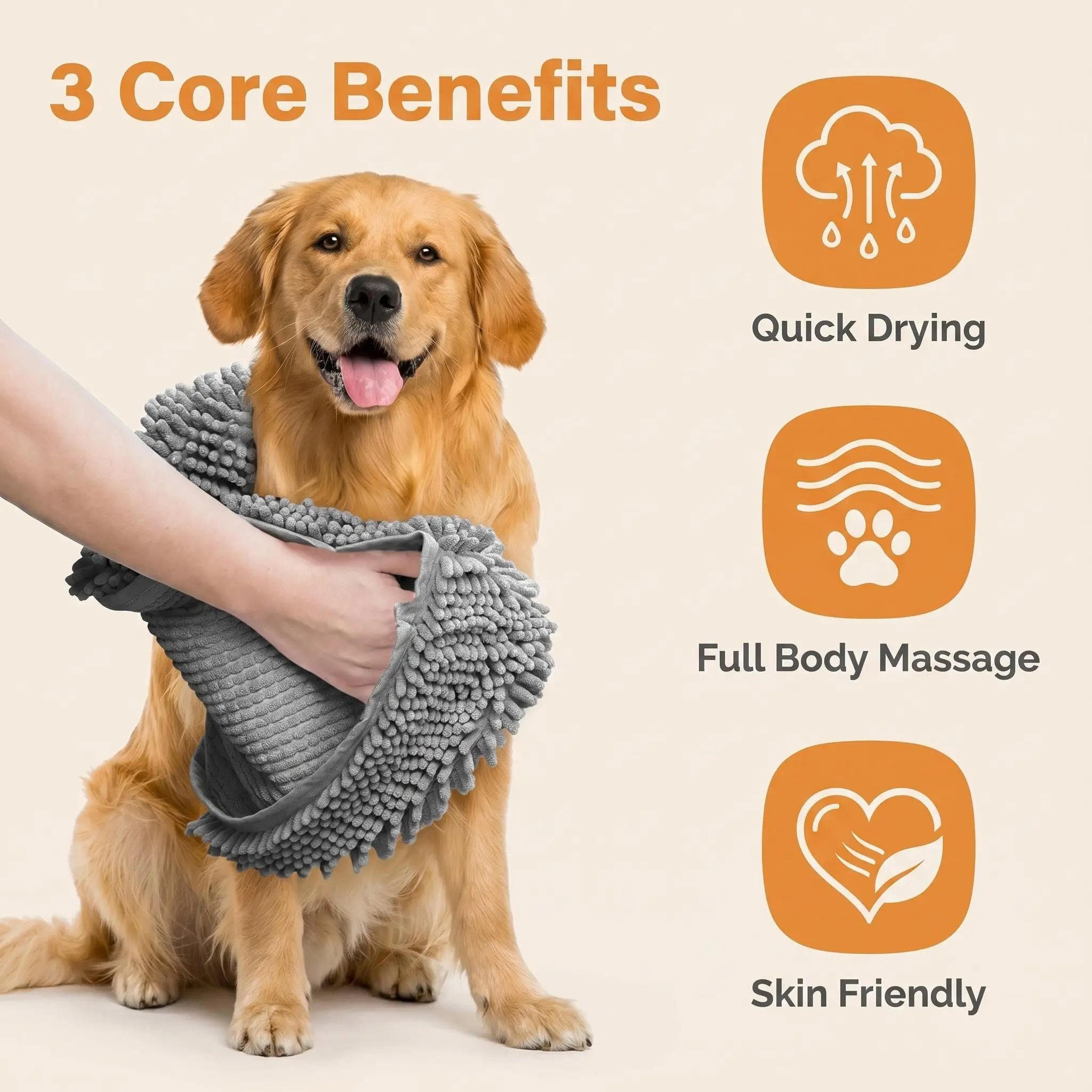 Pet Chenille Fiber Thick Absorbent Towel - Dog & Cat Grooming Bath Accessory, Fast-Absorbing, Wipes Water, Rub-Without-Shed, Velvet Cluster, Soft & Fluffy, for Bathroom, Kitchen Cleaning