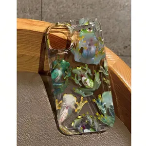 Frog Pattern Transparent Phone Case, Full Body Shockproof Protective Tpu Cover for iPhone 11-17 Pro Max, Lightweight Cushion Protection Gift