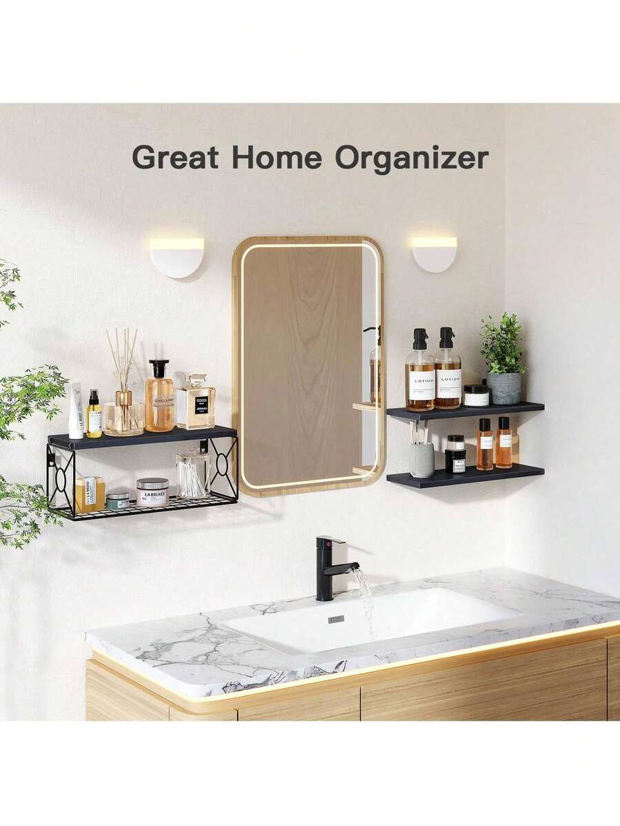 Bathroom Floating Shelves For Wall Mounted Shelf Over Toilet Farmhouse Home Decor Display Shelving Small 16 Inch.