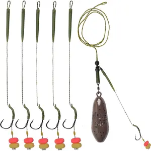 Carp Fishing Hair Rigs Fishing Accessories Set with Sinker Weights Bait Rig Swivels Hooks Corn Bait Leader Rigs Tackle for Bass Catfish