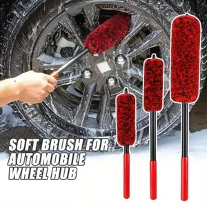 1PC Bendable Car Wheel Cleaning Brush, Rim Cleaner Brush, Tire Brushes, Car Detailing Accessories - Good Quality Auto Detailing Brush with Durable Soft Dense Synthetic Wool Microfiber for Effortless Cleaning of Hard-to-Reach Car Rims and Tires