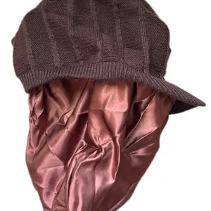 Brown Satin Insulated Beanie