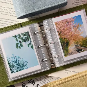 Mini Polaroid Soft Leather Pocket Album, 25 Sheets Mini Album, 3-Ring Transparent Photo Cards, Portable Collectible Card Binder, Photocards Binder